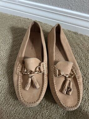 Saks Fifth Avenue Suede Tassel Loafers in Taupe
